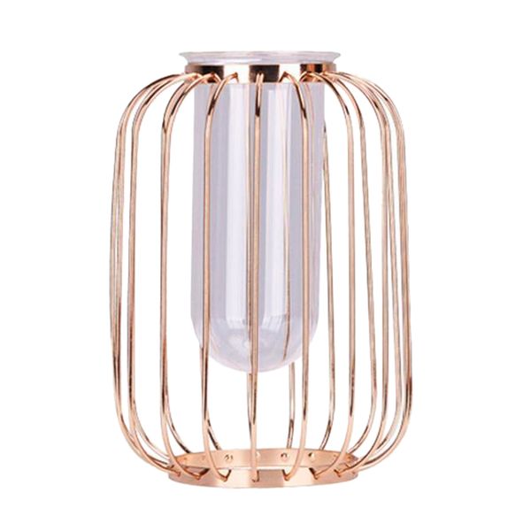 

luxury nordic style iron art vase rose gold geometric shape flowerpot accessories for home wedding decoration