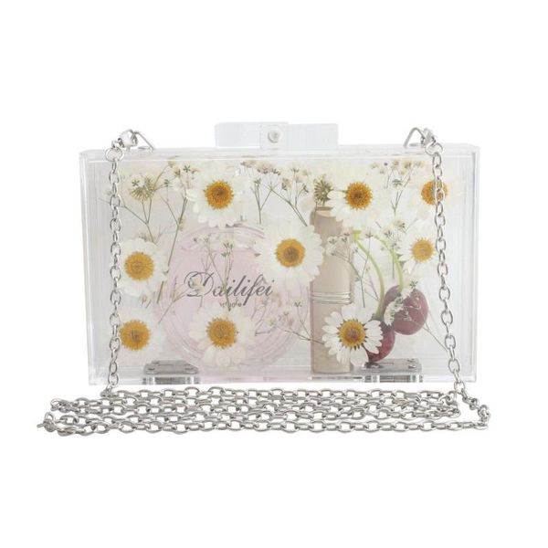 

2020 transparent purse luxury handbags women bags designer flowers acrylic bag clutches evening bag wedding party shoulder