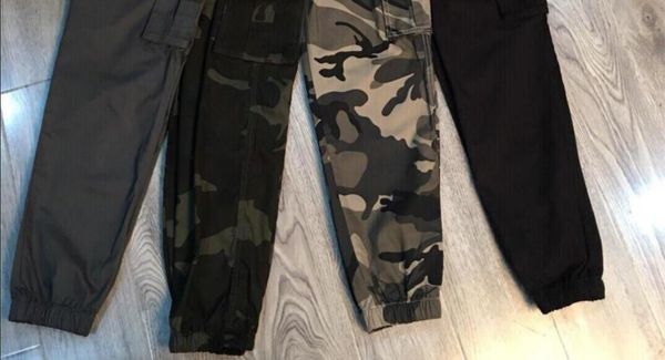 

european and american style camouflage tooling pants designer clothing men and women with the same locomotive trend lovers pants, Black
