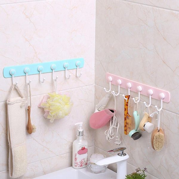 

household hook for kitchen punch-hook wall strong unique 6-hooks no trace