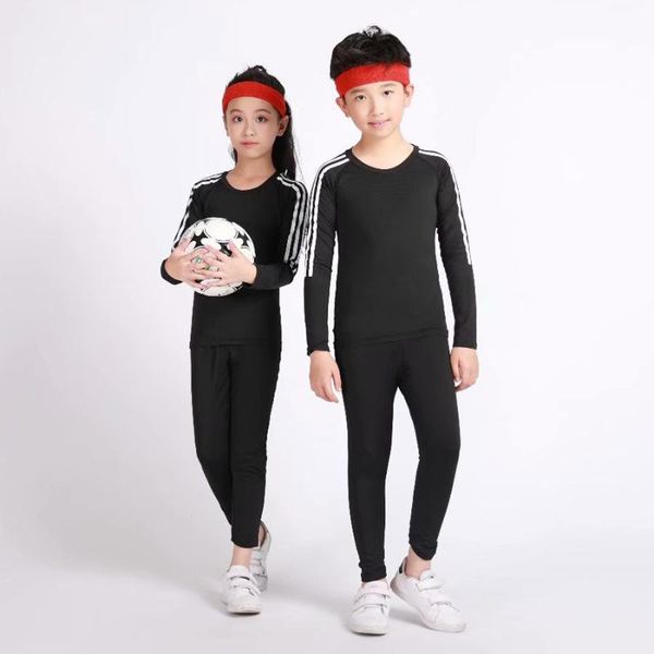 

children's sweatpants compression running clothes quick-drying elastic waist tights children's soccer basketball clothes, Black;blue