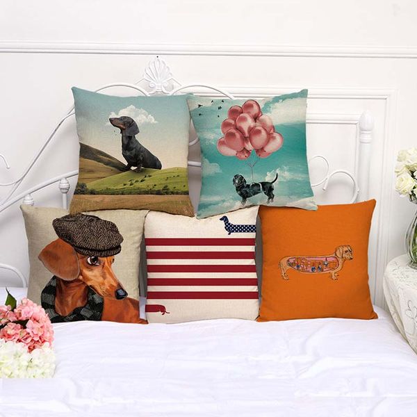 

cute dog pillowcase bohemian bed creative cartoon animal pillowcover cotton linen ethnic car pillow cover bedroom sofa throw cushion