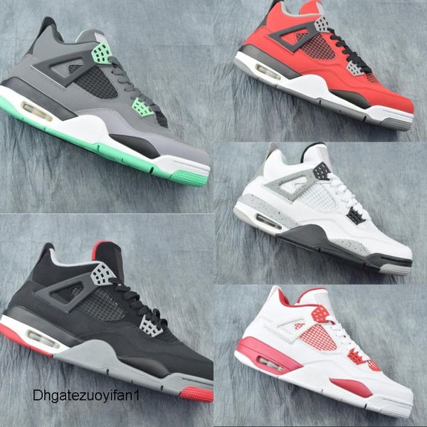 

good quality 4 green glow toro bravo man designer basketball shoes comfort iv red white black cement grey fashion sports sneakers with box