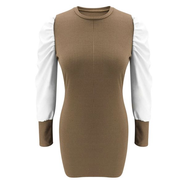 

women dress round neck slim geometry long sleeve bodycon evening polyester mini dresses one pieces, Black;gray