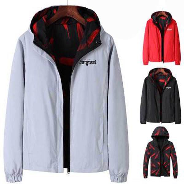 

new hooded jacket for men outwear korean fashion reversible jackets baseball uniform black slim-fit zip coats ing, Black;brown