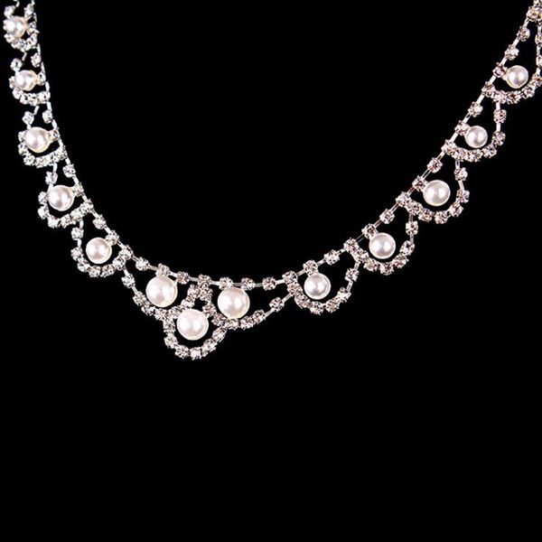 

stylish bridal jewelry sets for women temperament crystal necklace drop earring set wedding accessories jewelry sets for femme, Silver