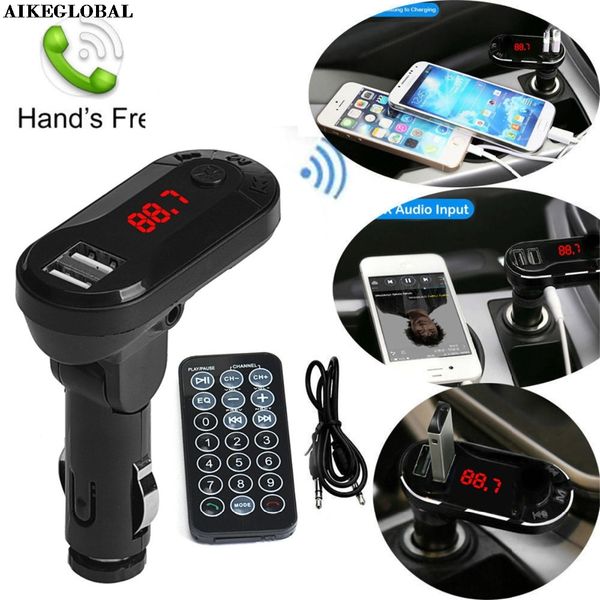 

aikeglobal hifi bluetooth wireless fm transmitter mp3 player handscar kit usb tf sd remote controller car transmitter radio