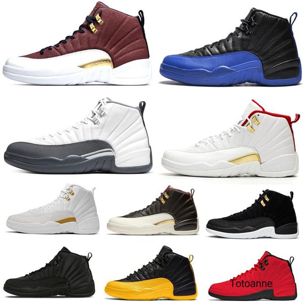 

12s bred cny playoff reverse taxi white ovo black gym red basketball shoes 12 fiba women sports trainer men designer sneakers