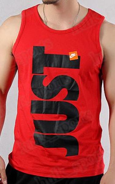 

45559 summer sleeveless sports and fitness vests men loose t shirt cotton running vest trend clothing bottom outsidse wear comfortable 50, Black;red