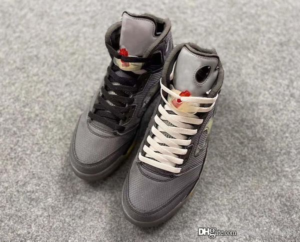 

release jumpman off air 5 white retro men basketball shoes black muslin textile mesh upper 3m reflective 5s man sports sneakers ct8480-001