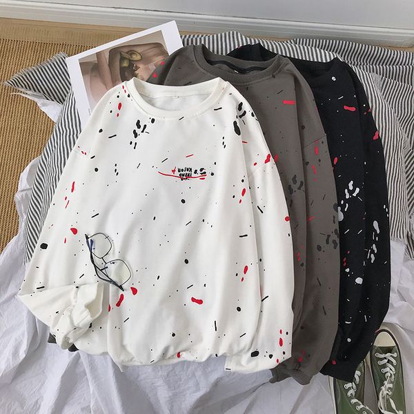 

spring hoodie men's fashion printed casual o-neck sweatshirt men streetwear wild loose hip hop hoodies mens large size m-5xl, Black