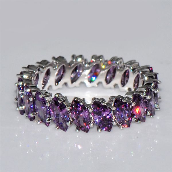 

ladies luxury purple color crystal zircon ring classic bridal marriage / anniversary jewelry l5h225, Slivery;golden