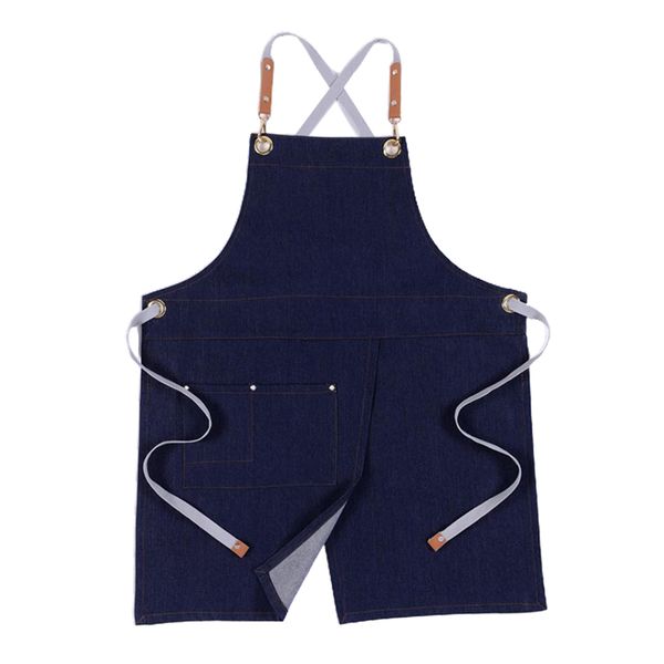 

denim apron adjustable jean kitchen apron with pocket, Blue