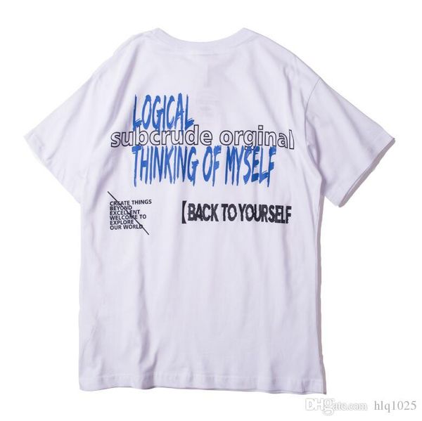 

2019 лето mens тенниски вскользь черные и белые crew neck письма печати hip поп футболки, White;black