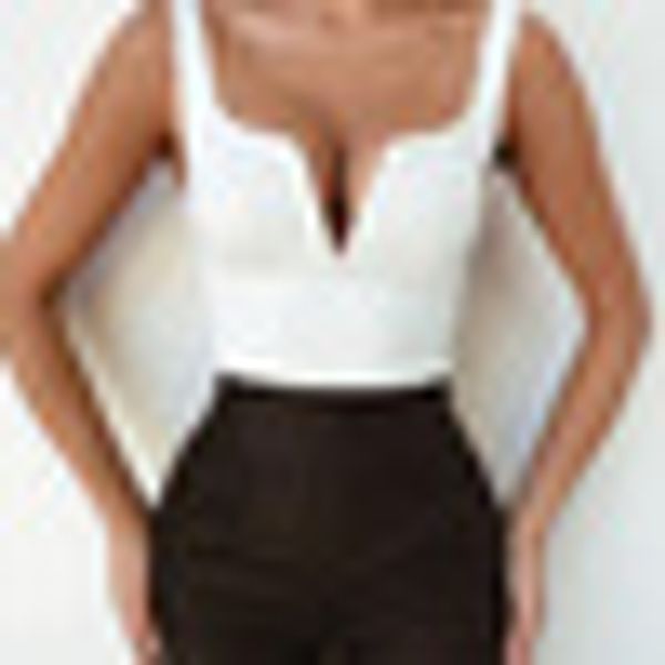 

women crop ladies vest nightclub summer solid fashion beach slim fit camisole sports v neck shirt party, White