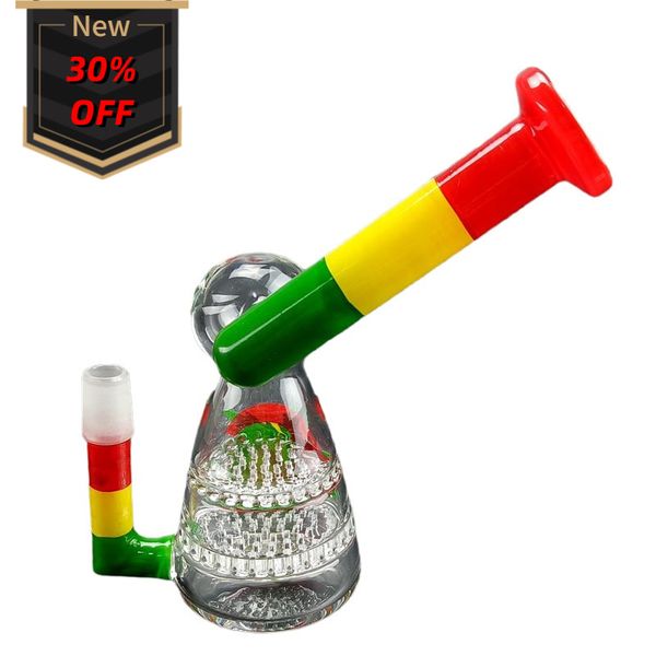 

6 inch glass bong high borosilicate beaker bong 14mm banger downstem dab rig handmade rainbow leaf honeycomb bubbler ash catcher dab rig