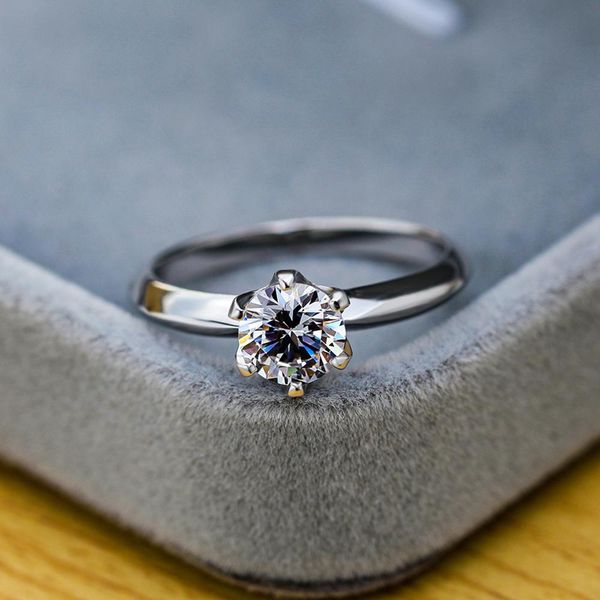 

женский lab 3ct алмазный камень кольцо кольца простой невесты обручальные для женщин 100% реального подарка ювелирных изделий стерлингового, Golden;silver