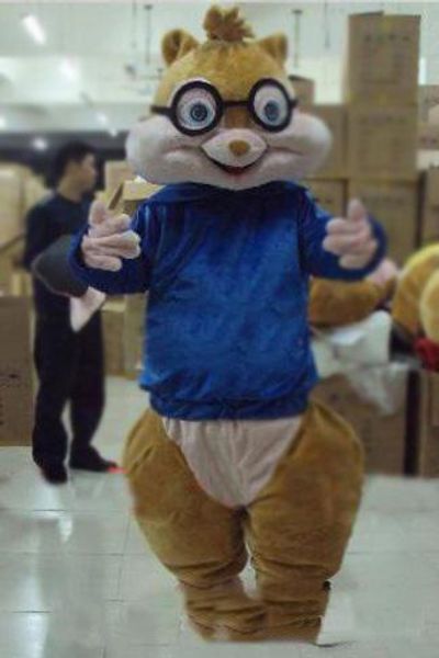 2019 de alta qualidade Adorável Brown Alvin e os Esquilos Mice Rato Rato Chipmuck Mascot Costume Mascotte