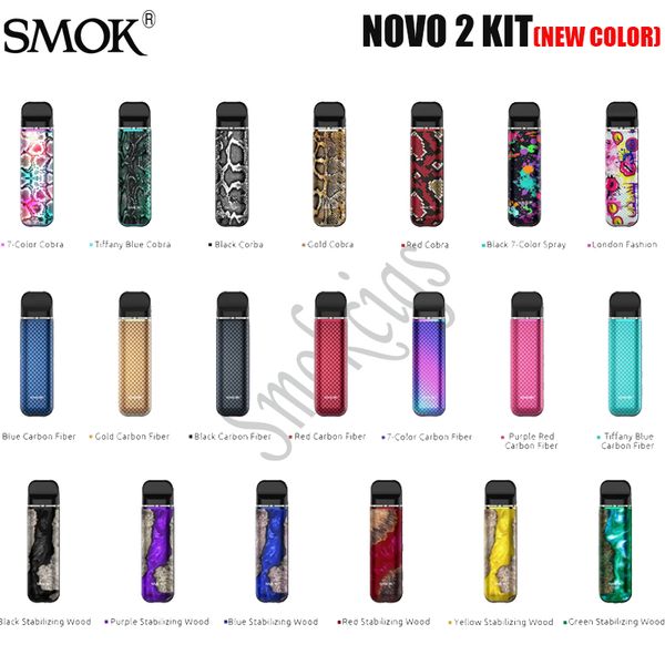

НОВЫЙ ЦВЕТ SMOK NOVO 2 KIT 800мАч Индикатор батареи с 2мл Novo 2 Pod Cartridge сетки катушки 38 цветов Полностью аутентичные