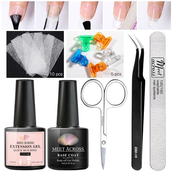 

meet across quick extension uv gel set clear pink builder nail gel polish for nail extensions forms files manicure tip