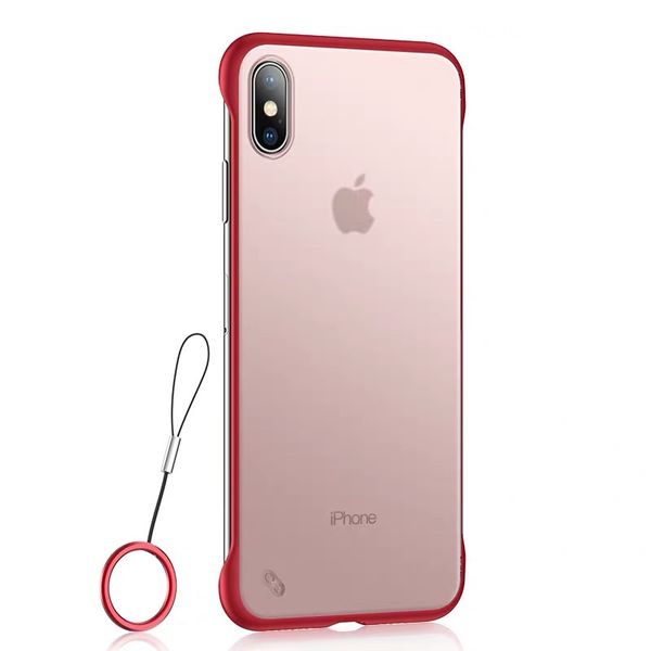 

2019 for iphone x frameless case with strap lanyard transparent phone case hard back cover for iphone x case