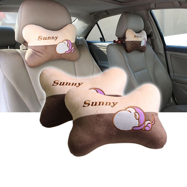 

car seat head cushion monkey embroidery creative headrest car seat cushion auto supplies suede neck headrest