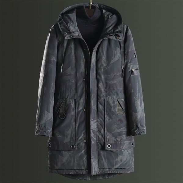 

мода зимняя куртка мужчины меховой воротник толстый теплый parka мужчины с капюшоном outwear камуфляж вскользь пальто бархата trench вскольз, Black