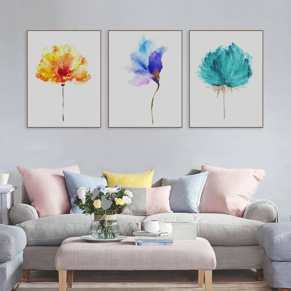 

modern watercolor beautiful colorful flower rose canvas a4 art print poster nordic wall picture home decor painting no frame