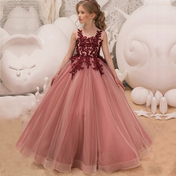 

retail kids luxury designer clothes flower girls dresses ceremonies dress children's clothing elegant princess formal party gown, Red;yellow