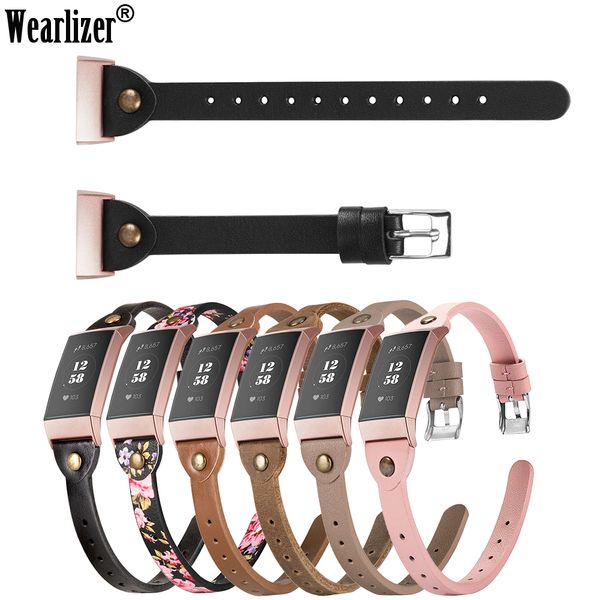 

replacement charge 3 bands leather straps band smart fitness watch band with stainless buckle for charge 3, Black;brown