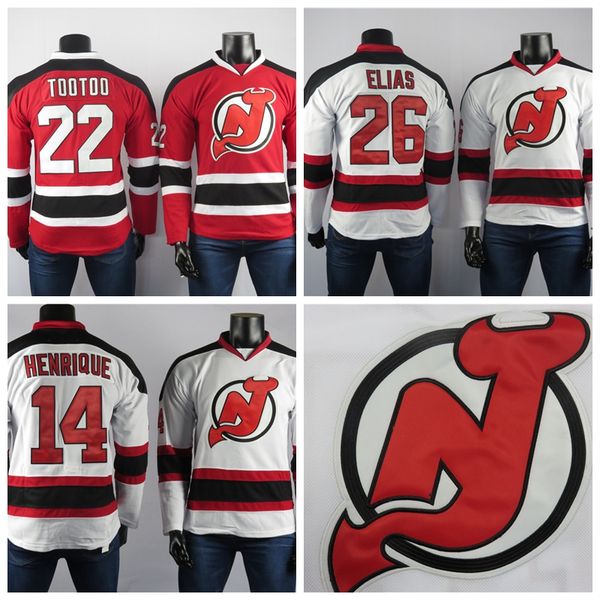 

new jersey devils jerseys the player of 26 patrik elias 22 jordin tootoo 14 henrique embroidered men's gray ice hockey jerseys stitched, Black;red