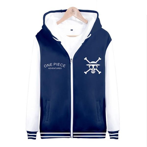 

anime hoodies one piece luffy 3d printed hooded sweatshirt men japanese streetwear the pirate king zipper jackets funny clothing, Black