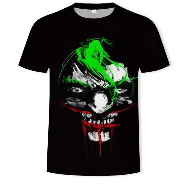 

mens designer clown 3d short sleeve t-shirt wear, White;black