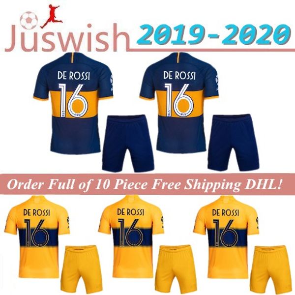 

19 20 kit boca juniors soccer jersey sets pavon de rossi 2019 2020 gago osvaldo carlitos tevez men football kits shirt, Black