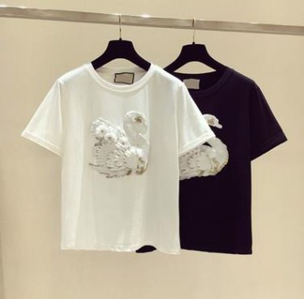 

мода новый стиль высокое качество tshirt женщины crew neck короткие рукава футболки топы, White