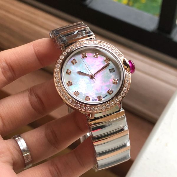 

strap sell luxury 32mm clock stainless steel shiny and silver watches girl lady gold designer wrist watch women watch gift ufcof, Slivery;brown