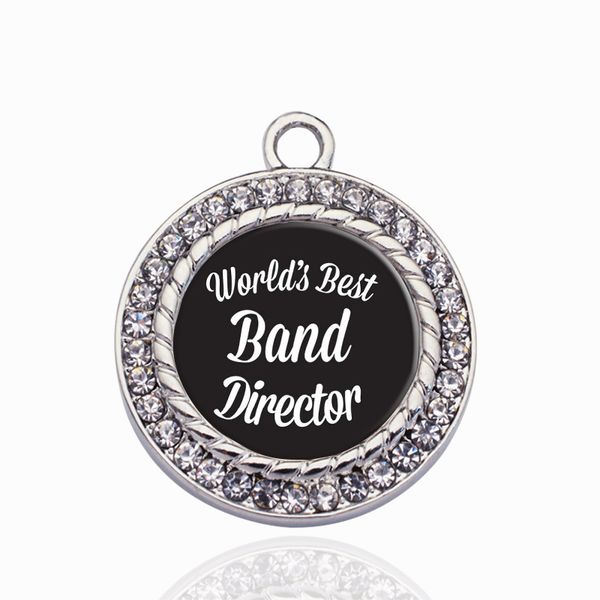 

world's band director circle charm charms pendant for diy necklace bracelet jewelry making handmade accessories, Bronze;silver