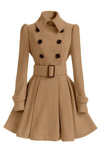 

european and american fashion new winter double-breasted long sleeves thickened medium-length women's woolen coat coat, Black