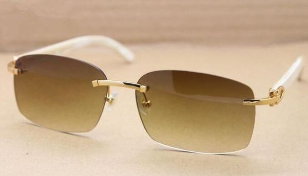 

2019 new white gold sunglasses glasses men sun glasses rimless sunglasses nature frame rectangle glasses, White;black