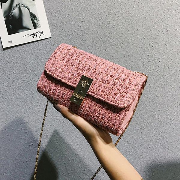 

fashion nylon women bag black khaki pink woven bag boho beach holiday girls ladies flap shoulder bags bolsas feminina #820