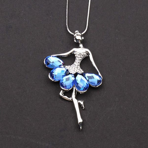 

dancing necklace silver ballerina dancer ballet dance pendant necklace charm girls christmas valentine's day gift crystal necklaces