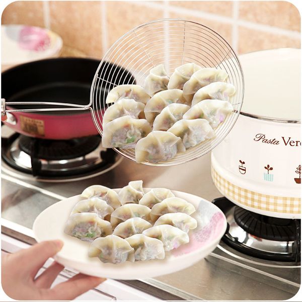 

кухонные инструменты длинная ручка из нержавеющей стали большой сито дуршлаг scoop лапша пельмени жареные сите оптовая бесплатная доставка