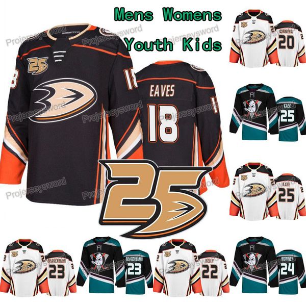 

25th Anniversary 18 Patrick Eaves Anaheim Ducks Jersey 20 Jason Chimera 24 Carter Rowney 25 Ondrej Kase Mens Lady Youth Custom Hockey Jersey