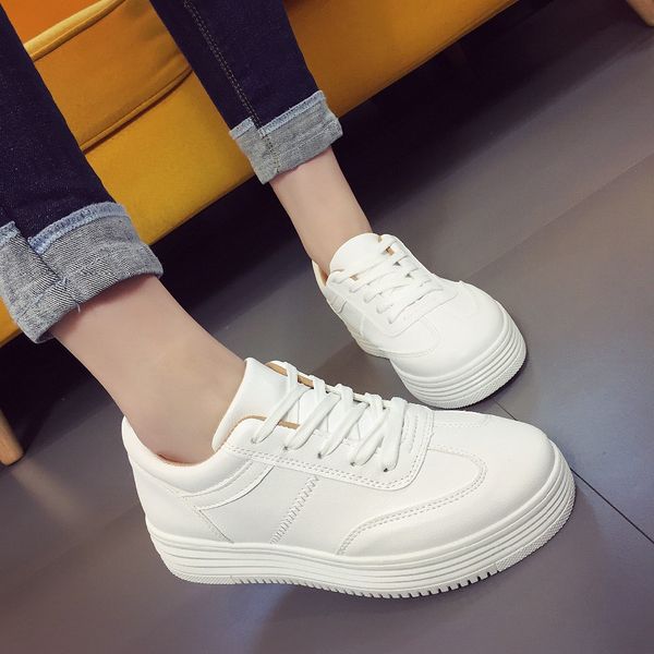 

sneakers women shoes 2019 new fashion breathable white shoes woman solid lace-up casual women sneakers, Black