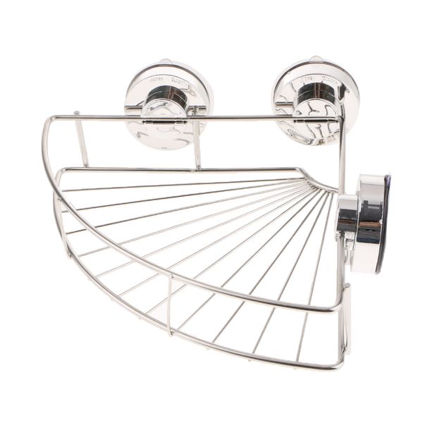 

stainless steel kitchen bathroom shower shelf storage suction corner basket