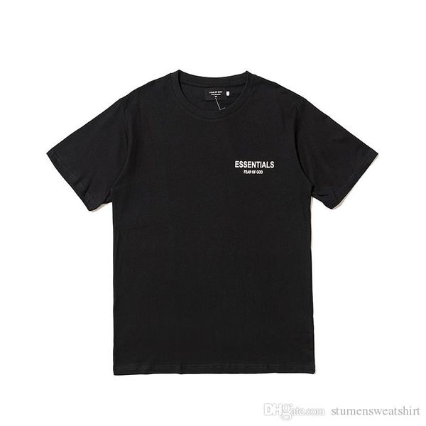 

fog essentials mens womens t-shirt fear of god european american tide brand t-shirt fashion street wild cotton washed t-shirt, White;black