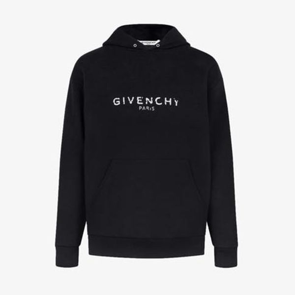 

design 19ss europe blurred paris sweatshirts fashion black felpa sweatshirt with white vintage-effect print men women giv hooded wm3051
