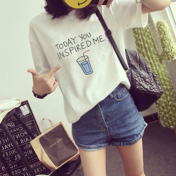 

wholesale 2019 white short-sleeved women's t-shirt