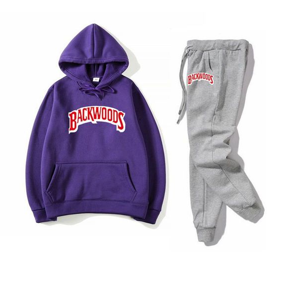 

2020 new backwoods printed hoodies men sweatshirts+pants autumn winter plus fleece fashion hoody sportswear male pullover, Gray