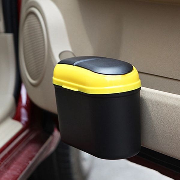 

1pc car trash bin auto mini cans rubbish can garbage dust dustbin box case holder hook plastic bucket gray